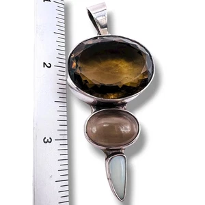 925 Sterling Silber Rauchquarz Edelstein Anhänger Charles Albert signiert - Bild 1 von 18