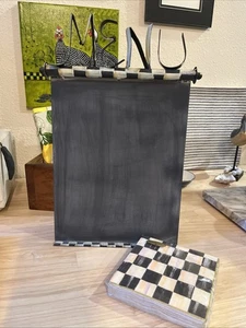 Vintage Black & White Check Menu Chalk Board W/MacKenzie-Childs Cocktail Napkins - Picture 1 of 17