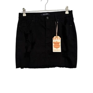 Wax Jean Women's L 90's Sexy Black Ripped Denim Skirt Biker Rockabilly Mini USA - Picture 1 of 10