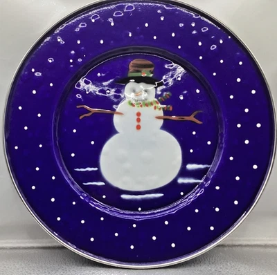 Plato muñeco de nieve The Golden Rabbit II Denise S Harvey esmaltado 11" granja c58 Foto 1 de 3