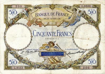 FRANCE banknote 50 Francs "Luc Olivier Merson" 31.12.1931. VF+ Choice Very Fine - image 1 of 4