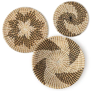 3 Pcs Boho Wall Basket Decor Decorative Bulrush Woven Basket Wall Decor Art F... - Foto 1 di 6