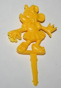 Vintage Kunststoff gelb Minnie Mouse Disney Cup Cake Topper Dekoration 60er Jahre NOS - Bild 1 von 1