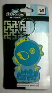 NUOVO Attitudes Atti-dudes CHI SE NE FREGA? PORTACHIAVI flessibile divertente sarcastico Blue Bird - Foto 1 di 1