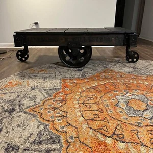 Restored Lineberry Cart Table Railroad Cart Industrial Antique Furniture. Table - Picture 1 of 10