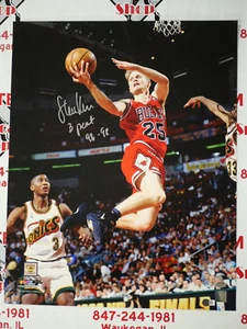 STEVE KERR SIGNED 16X20 PHOTO INSCRIBED "3 PEAT 96-98"  - FANATICS COA - CHICAGO - Picture 1 of 3