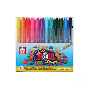 12 x Sakura Gelly Roll Gel Pen GLAZE 3D Effect Set Assorted 12 Colour Set - Picture 1 of 2