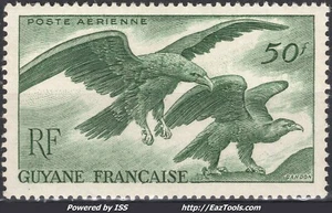 GUYANE POSTE AERIENNE AIGLES 50F VERT N° 35 NEUF ** SANS CHARNIERE A VOIR - Picture 1 of 2