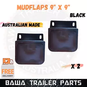 A Pair of Mud Flaps 9" x 9" Truck Trailer Mudguards Mud Flap Black - Picture 1 of 2