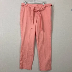New Talbots Pink Coral High Rise Belted Straight Leg Pants size 16 - Picture 1 of 10
