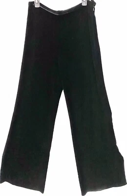 Pantalones Pantalones De Colección Oscar De la Renta Terciopelo Negro Pierna Ancha MED (10-12) NUEVOS CON ETIQUETAS Foto 1 de 4