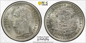 1945 Venezuela 1/2 Bolivar PCGS AU58 - Picture 1 of 2