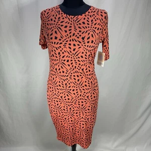 LulaRoe Julia Dress Women's Medium Short Sleeve Crew Neck Knee Length Orange NWT - Picture 1 of 7
