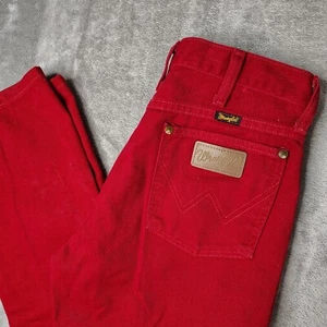 Vintage Wrangler Jeans Men 30x34 Red Denim Leather Patch 936 Made in USA Western - Picture 1 of 20