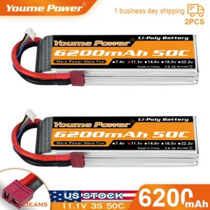 2pcs 11.1V 3S 6200mAh LiPo Battery Deans for RC Car Truck Helicopter Quad Drone - Picture 1 of 6