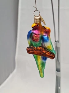 Vintage 4" Parrot Couple Christmas Ornament Radko 1990s - Picture 1 of 6