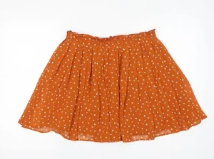 Uniqlo Womens Orange Polka Dot Polyester Blend Flare Skirt Size 12 - Picture 1 of 10