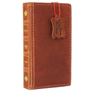 Genuine Full Leather Case for Apple iPhone SE 2 Bible Book Wallet Cover Slim Tan - Photo 1 sur 8