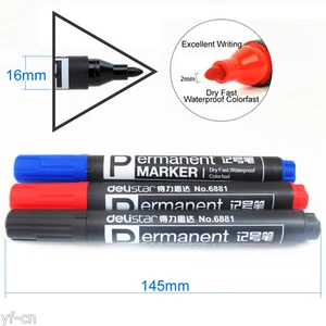 1pc Delistar 2mm Point Head Waterproof Permanent Marker Pen 3 Colors No.6881 - Picture 1 of 9