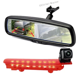 4.3" Mirror Monitor + Brake Light Camera For VW Transporter T5 T6 Van Reversing - Picture 1 of 18