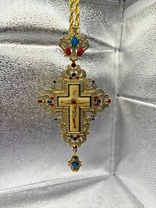 Orthodox Christliches Brustkreuz mit Kette Klerus Anhänger Priester Bischof - Bild 1 von 3