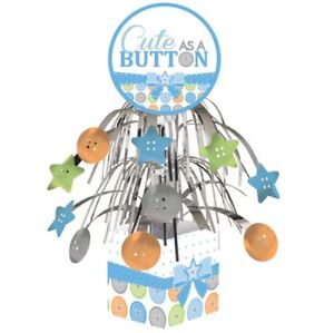 Cute As A Button Boy Foil Cascade Centerpiece 14.5" Paper Baby Shower Decor
