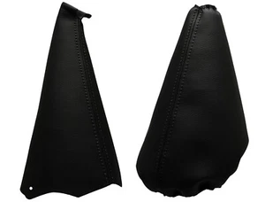 Puntada negra para Ford Fiesta IV (1996-1999) engranaje y freno de mano polaina cuero - Imagen 1 de 1