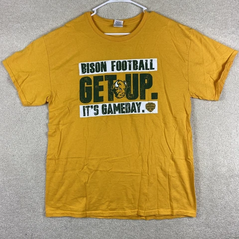 North Dakota State Bison NCAA T Shirt L Yellow Adult Size Large Gameday Shirt Cover