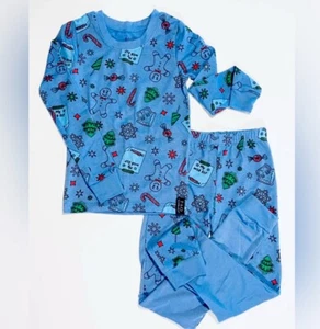 NEW! FAO Schwarz 2-pc Blue Christmas Pajama Set Boys 8 New With Tag, SMOKE FREE! - Picture 1 of 6