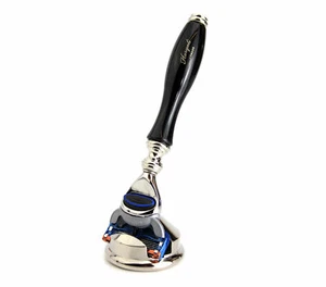 5 Edge Travel Shaving Razor With Black Resin Handle & Safety Razors Stand Holder - Picture 1 of 2