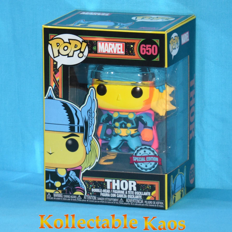 Funko POP #650 Thor (Blacklight) Marvel - Includes POP Protector