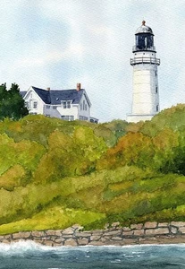 Tarjetas de notas de dos luces de Cape Elizabeth East Lighthouse Maine - Imagen 1 de 2