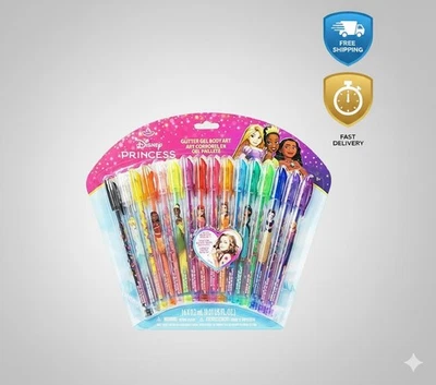 TOWNLEY GIRL Disney Princess 16 Piece Glitter Pen Body Art Set, Glittery and Bright Colors, A