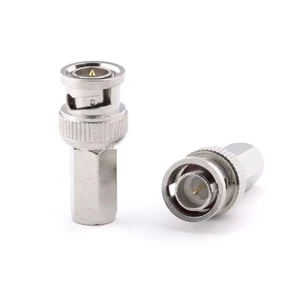 RG6 BNC Connectors | Twist-on Male Coaxial Adapters for CCTV Camera - 4 Pack - Picture 1 of 10
