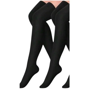 2~Comfortable Over the knee Compression Black Hosiery Socks Size 3XL - Picture 1 of 10