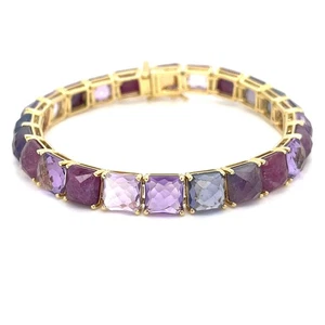 Ippolita 18k Yellow Gold Pink/Purple Gem Bracelet 7.25" 26.8g - Picture 1 of 6