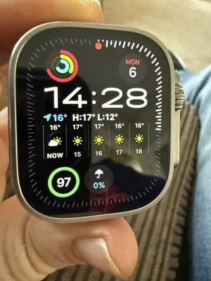 Apple Watch Ultra 2 GPS + Cellular 49mm Titanium Case with Green Alpine Loop. - Image 1 of 4