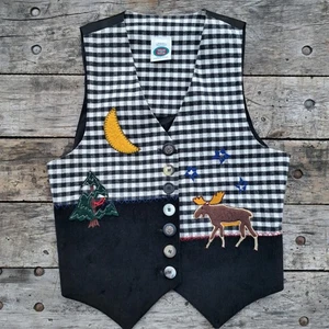Chaleco de esmoquin vintage hilos en hilos mediano para mujer Navidad vacaciones - Imagen 1 de 7
