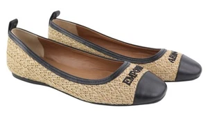 EMPORIO ARMANI Women Flats EU37 Brown Ballerina Pumps Almond Toe Logo RRP€279 - Picture 1 of 9