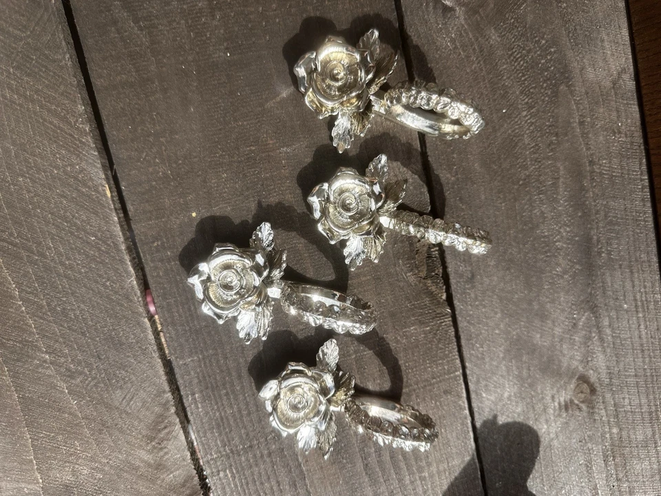 Vintage Princess House Rose Napkin Ring Holder Set of 4 Vintage Rose Napkin Ring - Image 1 of 4