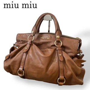 Miu Miu Vitello Luxe Brown Ribbon Handbag for women fashion item casual style - Picture 1 of 24