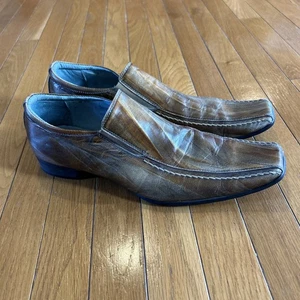 ALDO Mens Sz 13Tan Brown Leather Square Toe Slip on Loafers Dress Shoes EUR 46 - Picture 1 of 7