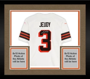 Framed Jerry Jeudy Cleveland Browns Signed White Limited Jersey - Picture 1 of 5