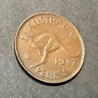 Rare Australian Penny 1947 minted in Perth. George VI Very Low Mintage 