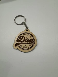 Best Dad Father’s Day Wood Keychain Engraved Hand Made In USA New - Picture 1 of 2