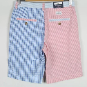 Vineyard Vines Boys Shorts Seersucker Party Breaker Short 14 Sailors Red Blue - Picture 1 of 5
