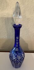 Antique Bohemian Cobalt Cut-to-Clear Decanter with Clear Stopper Circa 1920