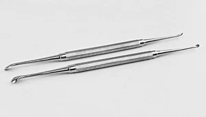 2 Bone Curette Molt Double End Surgical Dental Cyst Removal Stainless Steel - Imagen 1 de 3