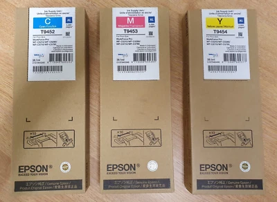 Genuine Epson 5k Ink - Cyan T9452 + Magenta T9453 + Yellow T9454 - New & Boxed - Image 1 of 4