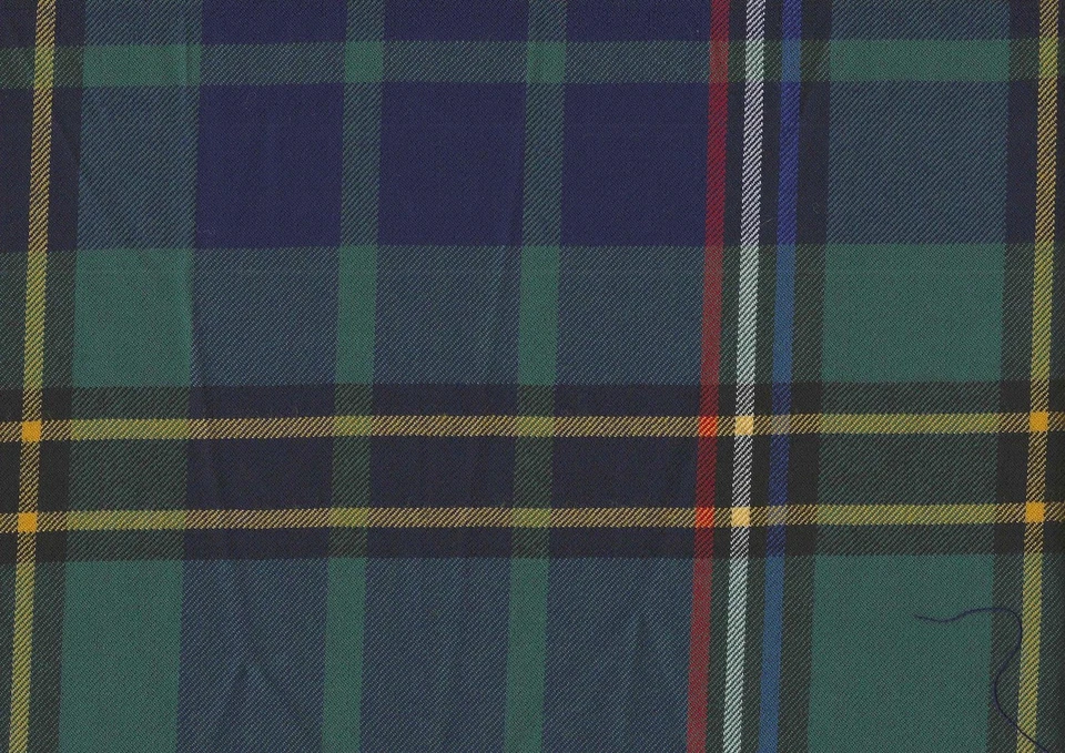 100% Laine Tissu Tartan à Carreaux Plaid en Bleu, Vert, Jaune, Rouge & Blanc - Photo 1/1